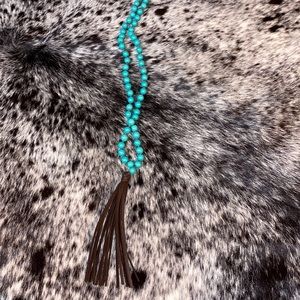 Turquoise Beaded Fringe Western Necklace